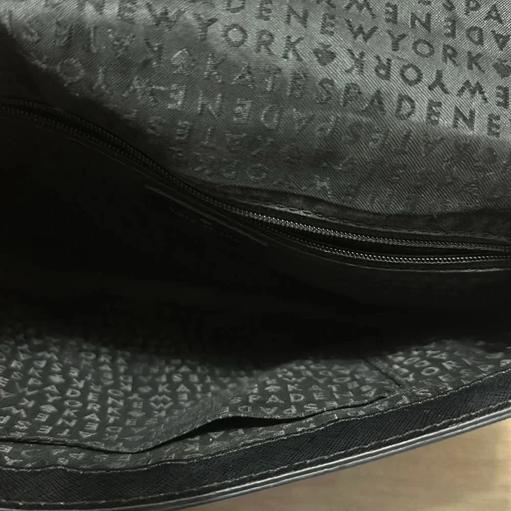 Kate Spade Black Leather Flap Crossbody Bag with silver hardware details - Picture 11 of 14